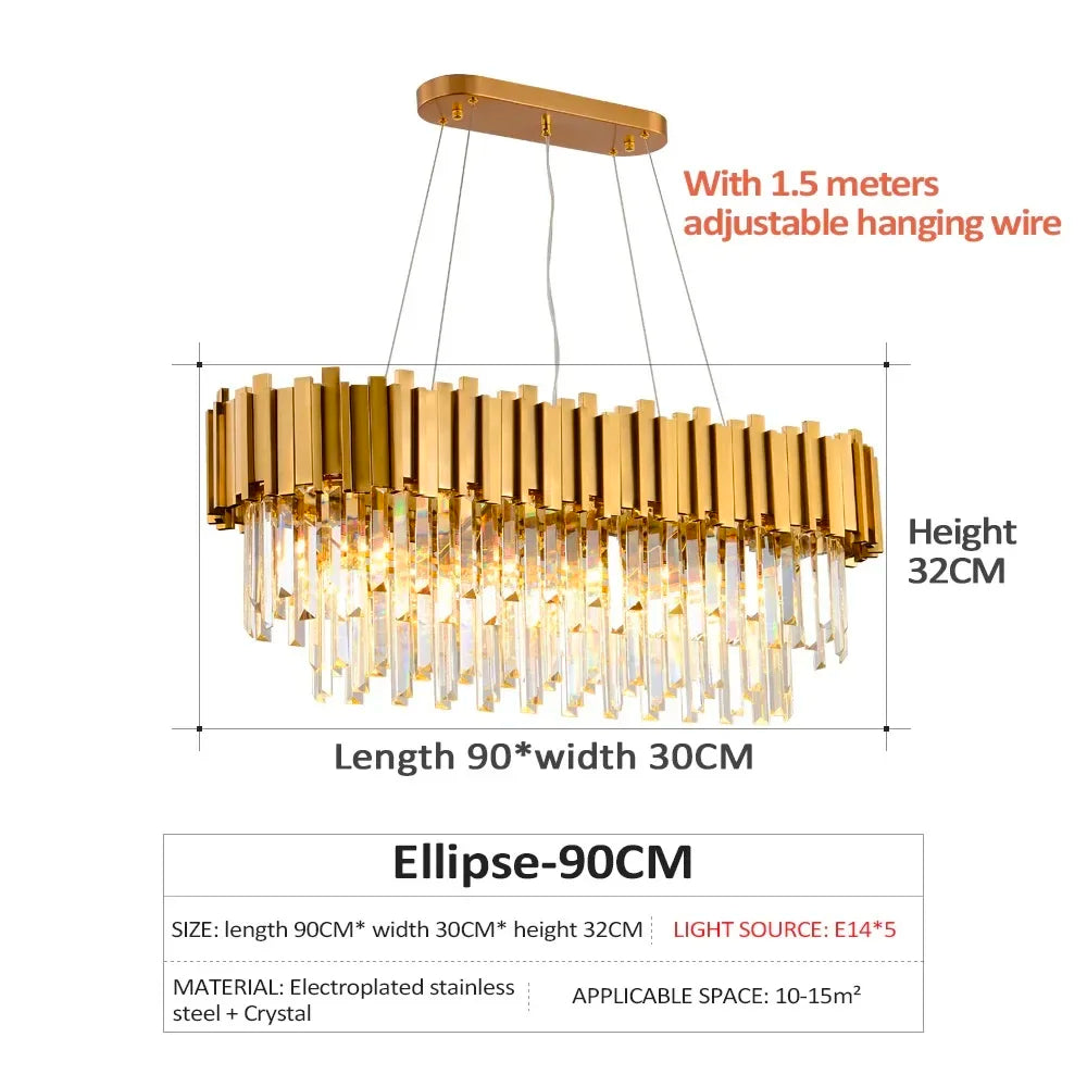 Modern Gold/Black Luxury Crystal Chandeliers LED Pendant /Ceiling Light Fixture for Living Room Hotel Hall Decor Hanging Lamp