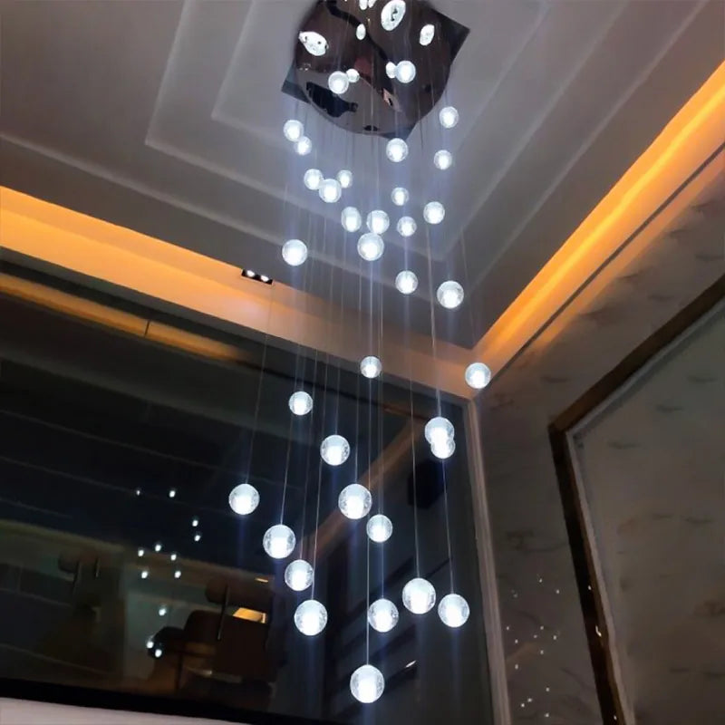 Duplex Staircase Long Chandelier Villa Living Room Lighting Modern Simple Atmosphere Crystal Light Luxury LOFT Apartment