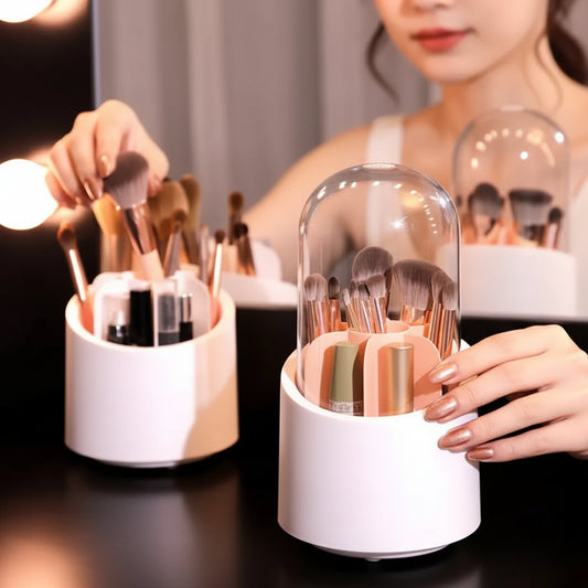 Rotating Makeup Brush Holder - Portable Storage Box
