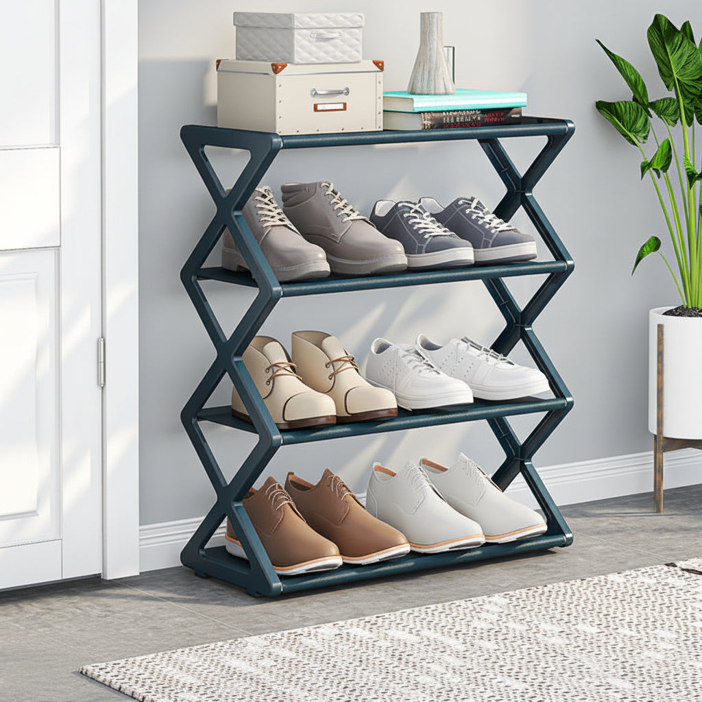 X-Type Multi-Functional Shoe Rack With Two Layers