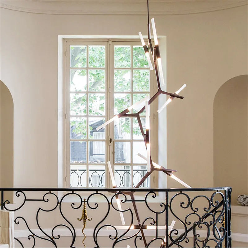 Postmodern Staircase Long Size Chandelier Creative Multi-Flat Duplex Hotel Villa Shaped Staircase Big Chandelier 110V 220V