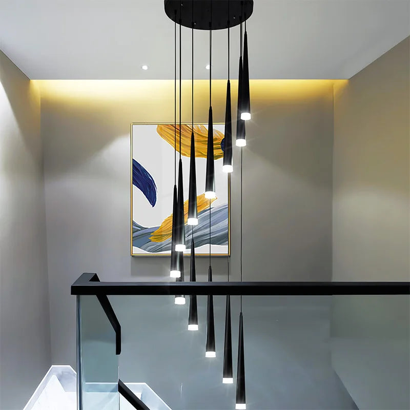 Stair Chandelier Simple Modern Atmosphere Duplex Apartment Building the Bedroom the Nordic Restaurant Loft Rotati Long Droplight