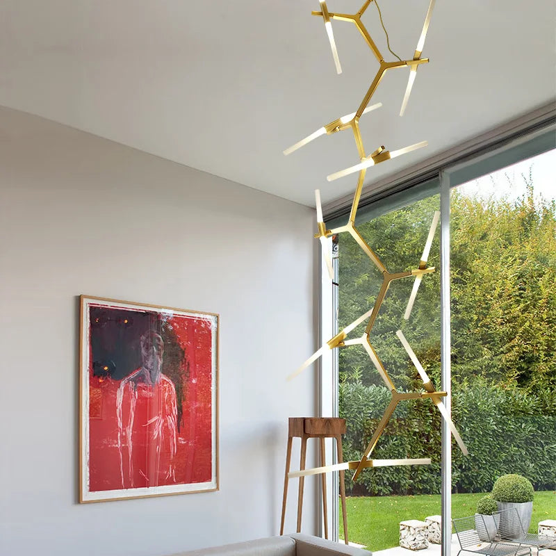 Postmodern Staircase Long Size Chandelier Creative Multi-Flat Duplex Hotel Villa Shaped Staircase Big Chandelier 110V 220V