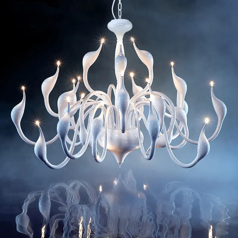 G4 LED Swan Chandelier Lighting for Bedroom Foyer Chandelier Lustre Salon Black White Red Gold Chandelier Lighting