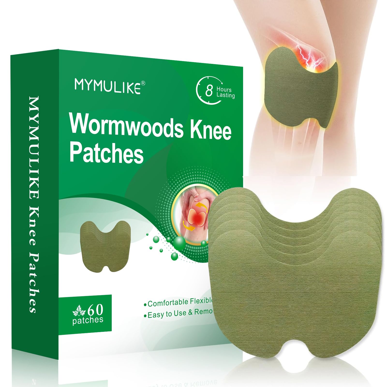 60PCS Knee Patches Natural Knee PatchWarming Herbal Patches for Knee Patch Paste Long Lasting Reduction of Joint Uncomfortable (60 Count)