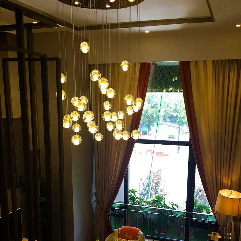 Duplex Staircase Long Chandelier Villa Living Room Lighting Modern Simple Atmosphere Crystal Light Luxury LOFT Apartment
