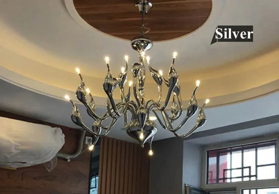G4 LED Swan Chandelier Lighting for Bedroom Foyer Chandelier Lustre Salon Black White Red Gold Chandelier Lighting
