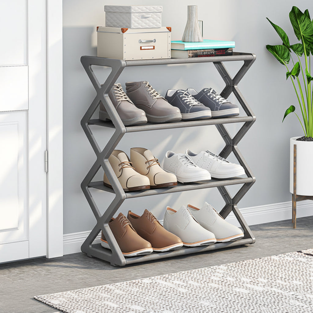X-Type Multi-Functional Shoe Rack With Two Layers