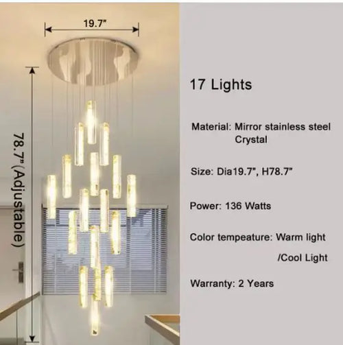 Duplex Staircase Long Chandelier Villa Living Room Lighting Modern Simple Atmosphere Crystal Light Luxury LOFT Apartment