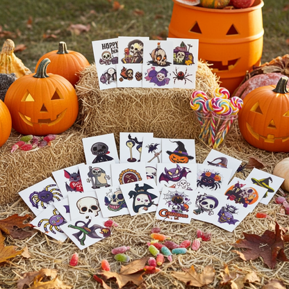 Halloween Tattoos for Kids Halloween Party Favors 144 Styles Halloween Temporary Tattoos for Boys and Girls 2" Non-Toxic Halloween Tattoos Stickers for Halloween Party Bags Gift Stuffers