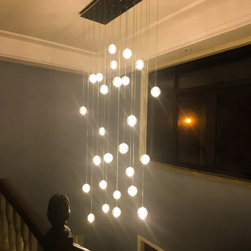 Duplex Staircase Long Chandelier Villa Living Room Lighting Modern Simple Atmosphere Crystal Light Luxury LOFT Apartment
