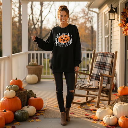 Autumn porch with pumpkins
