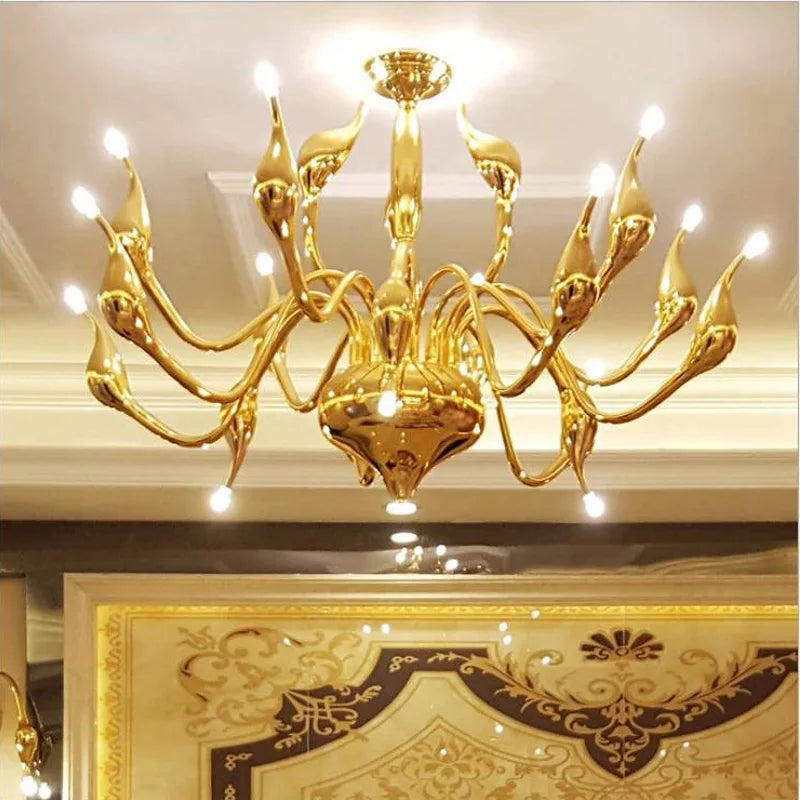 G4 LED Swan Chandelier Lighting for Bedroom Foyer Chandelier Lustre Salon Black White Red Gold Chandelier Lighting