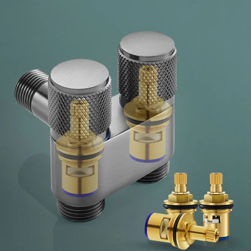 Zinc Alloy Angle Valve Wall Mount Toilet Washing Machine Tap One in Two Out Water Cleaning Faucet Bathroom Toilet Accessories