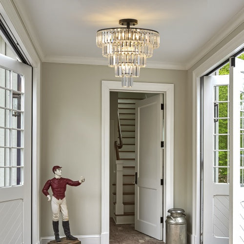 Large Black Crystal Chandelier, Contemporary Style Chandelier, Dining Room, Living Room, Bedroom - Bulb Not Included  Unavailable Platforms- Temu