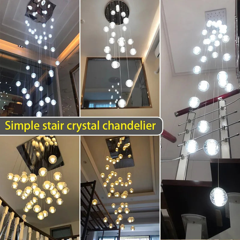 Duplex Staircase Long Chandelier Villa Living Room Lighting Modern Simple Atmosphere Crystal Light Luxury LOFT Apartment