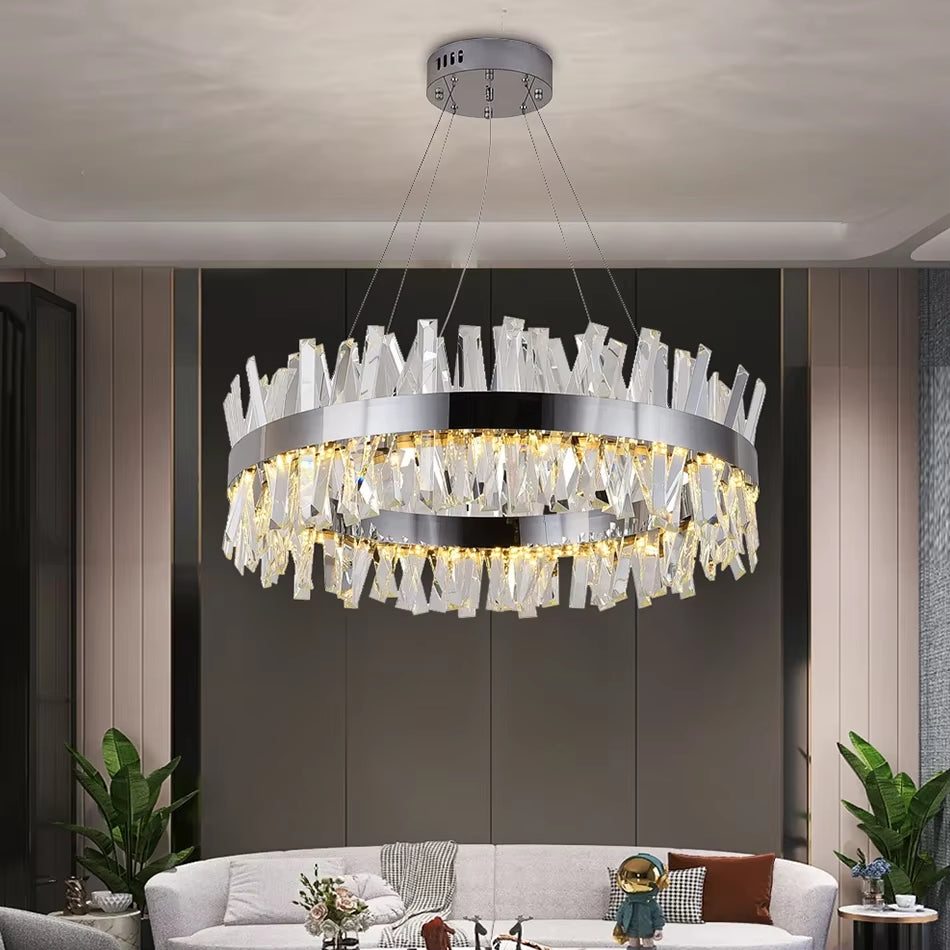 Modern Crystal Led Chandelier Bedroom Dining Room round Gold/Chrome Living Room Chandeliers 2020 Hall Hallway Home Decor Lamp