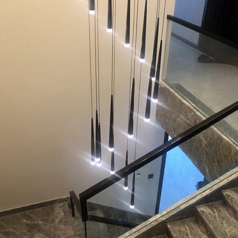 Stair Chandelier Simple Modern Atmosphere Duplex Apartment Building the Bedroom the Nordic Restaurant Loft Rotati Long Droplight