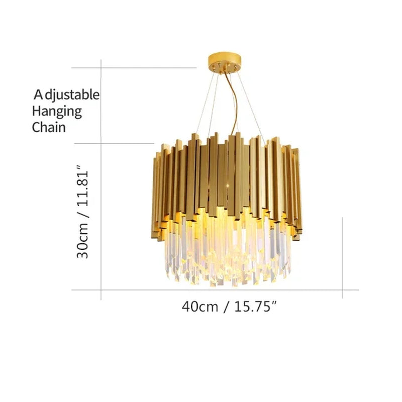 Modern Gold/Black Luxury Crystal Chandeliers LED Pendant /Ceiling Light Fixture for Living Room Hotel Hall Decor Hanging Lamp