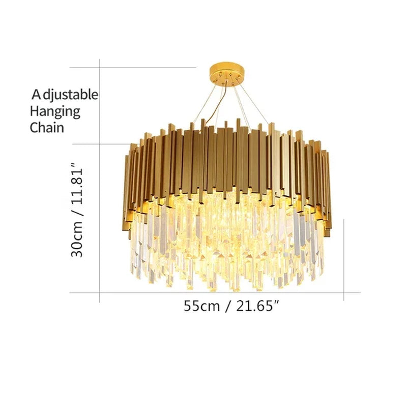 Modern Gold/Black Luxury Crystal Chandeliers LED Pendant /Ceiling Light Fixture for Living Room Hotel Hall Decor Hanging Lamp