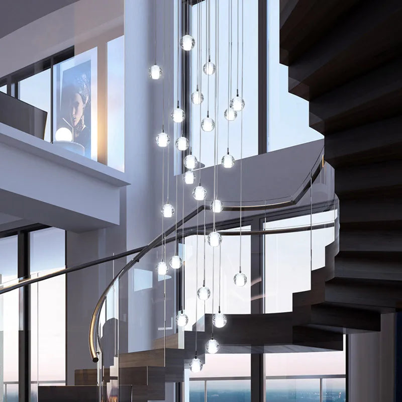 Duplex Staircase Long Chandelier Villa Living Room Lighting Modern Simple Atmosphere Crystal Light Luxury LOFT Apartment